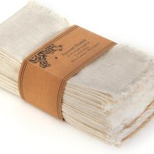 ACCENTHOME Natural Cotton Linen Napkin Set of 12 18x18 inch Dinner Napkins - Washable Soft Premium Hotel Quality Reusable Hemmed Edges Napkins Perfect Table Linens for Family Dinners, Weddings