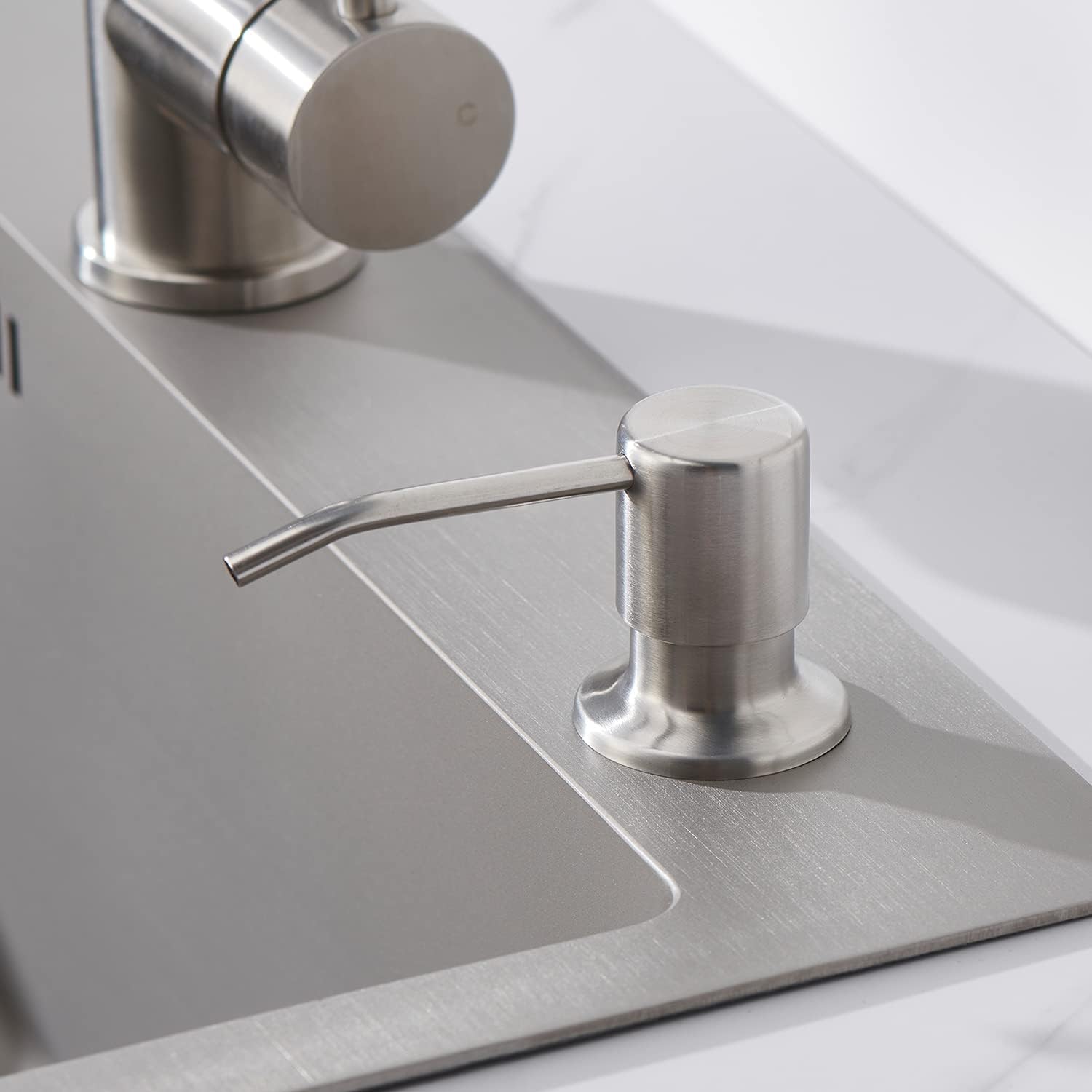 Sink Soap Dispenser Brushed Nickel, Soap Dispenser for Kitchen Sink Stainless Steel Refill from The Top Built in Sink Soap Dispensers with 13 OZ Soap Bottle - Image 7